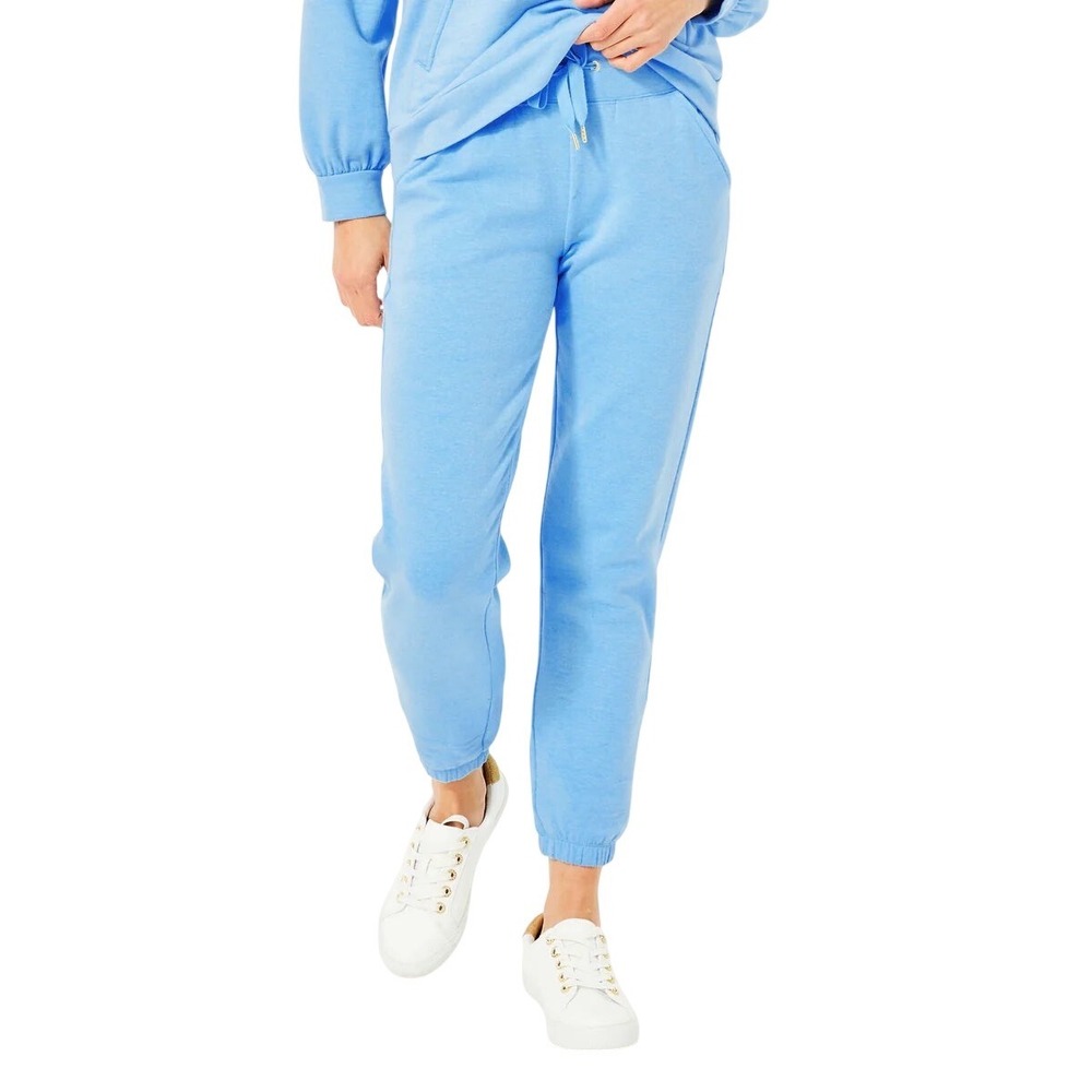 Lilly Pulitzer Mallie Knit Blue Cotton Blend Jogger Sweatpants Style Women Large